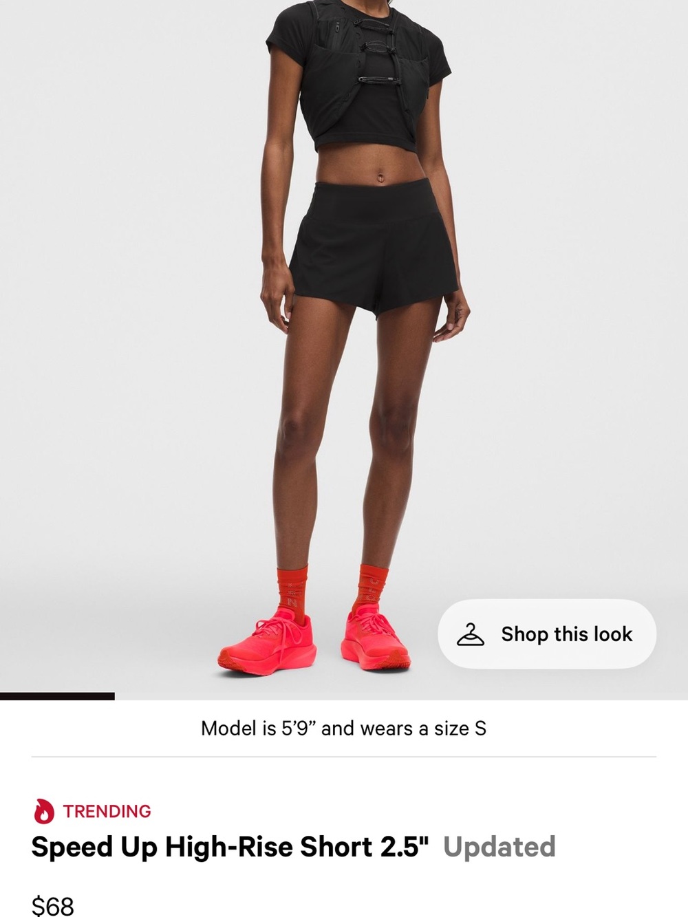 Lululemon Speed Up High-Rise Shorts 2.5" - Black